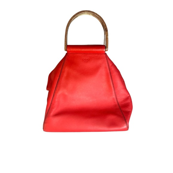 Tory Burch Half Moon Top Handle Bamboo Satchel 2 Way Crossbody Bag Purse - Picture 5 of 12